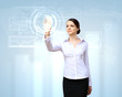 Illustration: Business woman and touchscreen technology Business woman and touchscreen technology