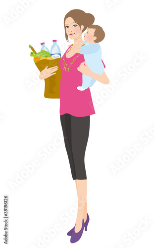 Illustration: 育児中の女性 育児中の女性