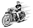 Vector: Rebel on vintage motorcycle Rebel on vintage motorcycle