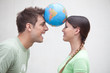 Couple with a globe