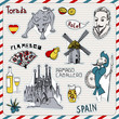 Travel Spain, doodles symbols of Spain.