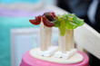 Funny mustache-shaped lollipops on a wooden sticks