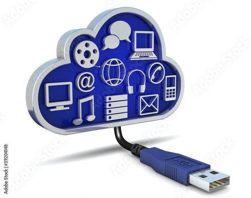 Illustration: cloud mit usb Stecker cloud mit usb Stecker