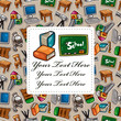 cartoon school icons card cartoon school icons card