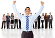 Businessman with arms up