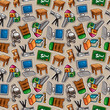 Cartoon school icons seamless pattern Cartoon school icons seamless pattern