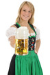 Junge Frau im Dirndl mit Maßkrug Bier