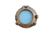Old rusted boat window - porthole isolated on white