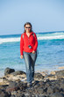Young woman with backpack