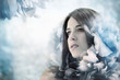 Photo: Beautiful Girl in Elegant Flower Background Beautiful Girl in Elegant Flower Background