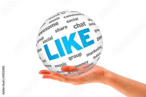 Illustration: Hand holding a Like 3D Sphere Hand holding a Like 3D Sphere