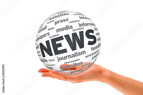 Illustration: Hand holding a News 3D Sphere Hand holding a News 3D Sphere