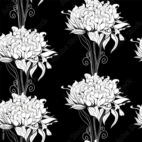 Vektor: Floral seamless pattern with paeony flowers Floral seamless pattern with paeony flowers