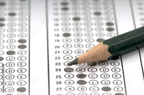 Photo: Test score sheet with answers. Test score sheet with answers.