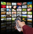 Digital television production concept, remote control TV.
