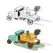 Cartoon truck with furniture