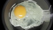 Fried egg in pan.