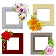 The frames is decorated with a bouquet of flowers. Isolated on w