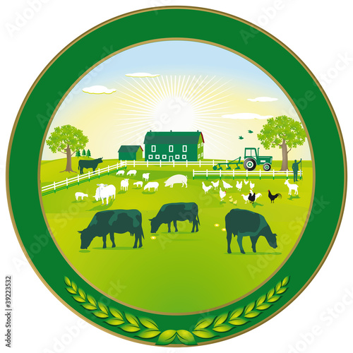 Vector: Grüne Landwirtschaft Plakette Grüne Landwirtschaft Plakette