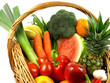 Many vegetables and fruits on isolated background