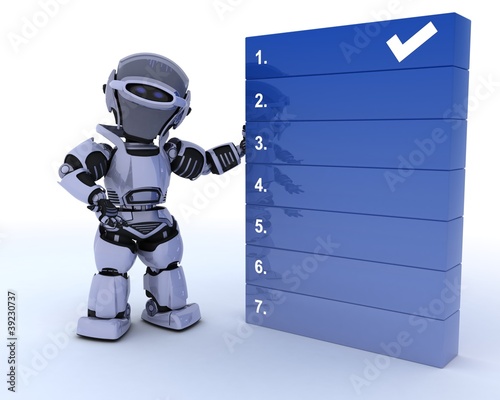 Illustration: robot with a to do list robot with a to do list