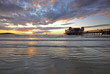 On the beach at sunset at Weston Super-mare On the beach at sunset at Weston Super-mare
