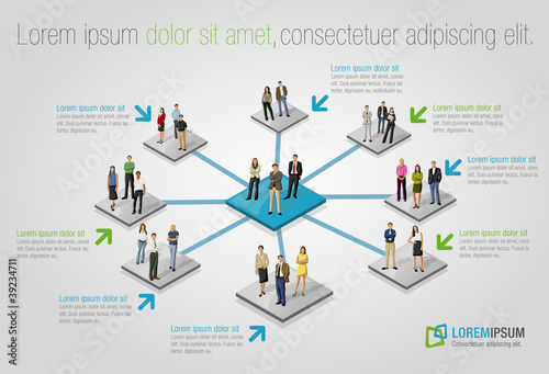 Vector: Template with connected people. Social network. Template with connected people. Social network.