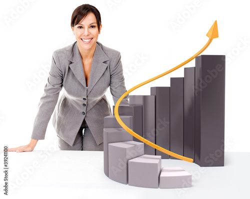 Foto: Businesswoman with growth graph Businesswoman with growth graph
