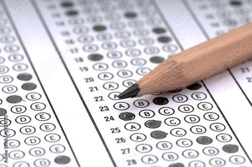 Photo: Multiple choice examination form or customer satisfaction survey Multiple choice examination form or customer satisfaction survey
