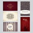 Set of 5 detailed business cards. For cafe and restaurant