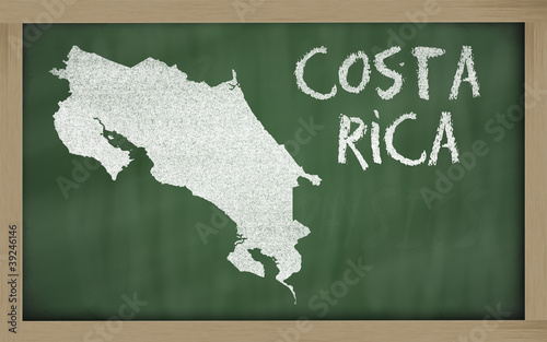 Illustration: outline map of costa rica on blackboard outline map of costa rica on blackboard