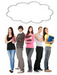 Thinking students with thought bubble