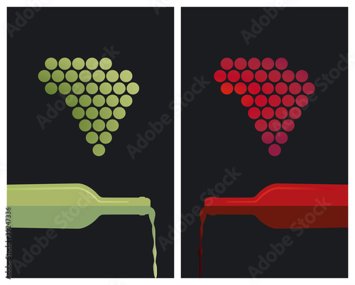 Vector: Weiß und Rotwein mit Trauben Weiß und Rotwein mit Trauben