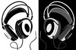 Vector series. Headphones black-white version