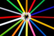 Assortment of coloured pencils with shadow on white/back backgro Assortment of coloured pencils with shadow on white/back backgro