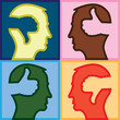 head with thumbs up and thumbs down - illustration