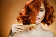 Beauty Portrait. Curly Hair and Comb