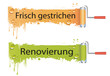 Banner "Frisch gestrichen" mit Wassertropfen
