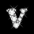V letter with diamonds bling bling