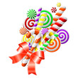 Lollipops with red ribbon