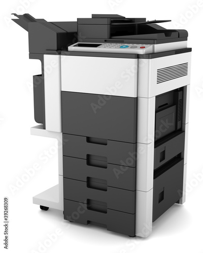 Illustration: modern office multifunction printer isolated on white background modern office multifunction printer isolated on white background