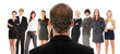 Menager talking with group of businesspeople