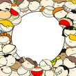 Background with funny kids, round