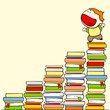 Boy on the top of stairs of knowledge