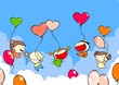 Vector: Funny kids in the air with balloons Funny kids in the air with balloons