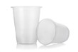 Two empty disposable plastic glass isolated on white background Two empty disposable plastic glass isolated on white background