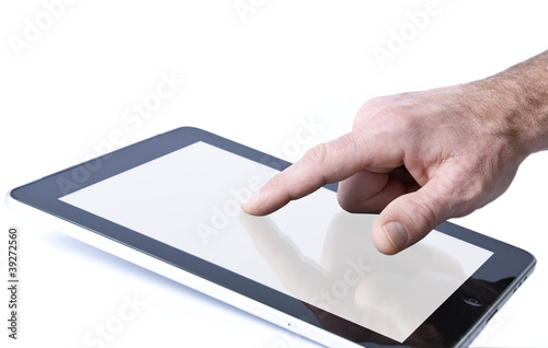 Photo: Hand berührt Touchpad Hand berührt Touchpad