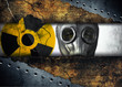 Abstract background, Man in gas mask