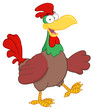 Happy Colorful Rooster Walking And Waving Happy Colorful Rooster Walking And Waving