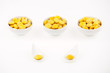 Lupins beans snack appetizer in small cups on white Lupins beans snack appetizer in small cups on white